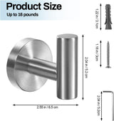 2 Pcs Wall Mount Bathroom Towel Hooks Holder Cloth Hanger Hook Kitchen Door Hanger Brushed Nickel - Top-Down View