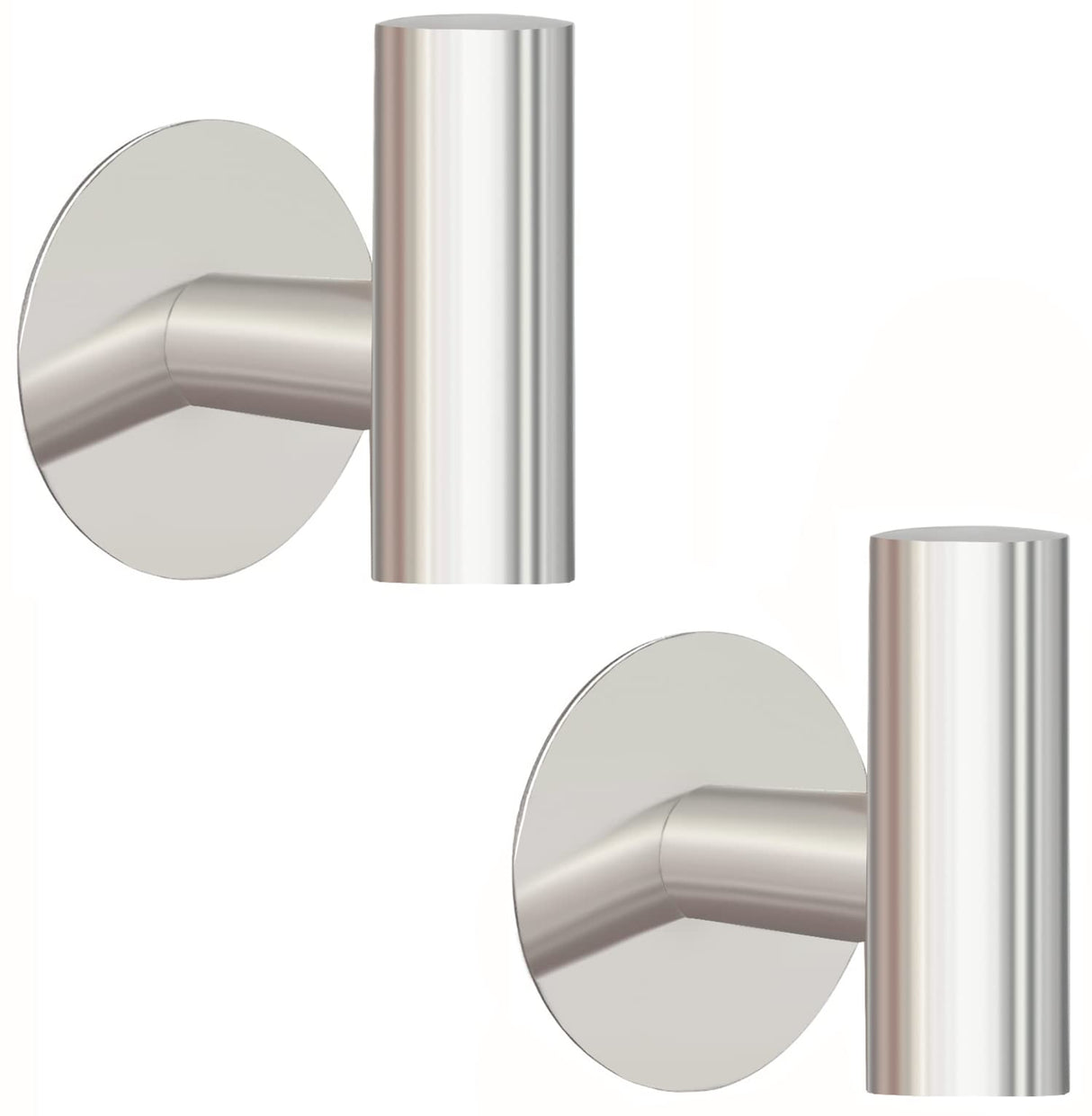 Self-Adhesive Heavy-Duty Brushed Nickel Towel Hooks - 2 Pack Wall-Mounted Cloth Hangers for Bathroom and Home