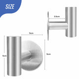 Self-Adhesive Heavy-Duty Brushed Nickel Towel Hooks - 2 Pack Wall-Mounted Cloth Hangers for Bathroom and Home - Front View