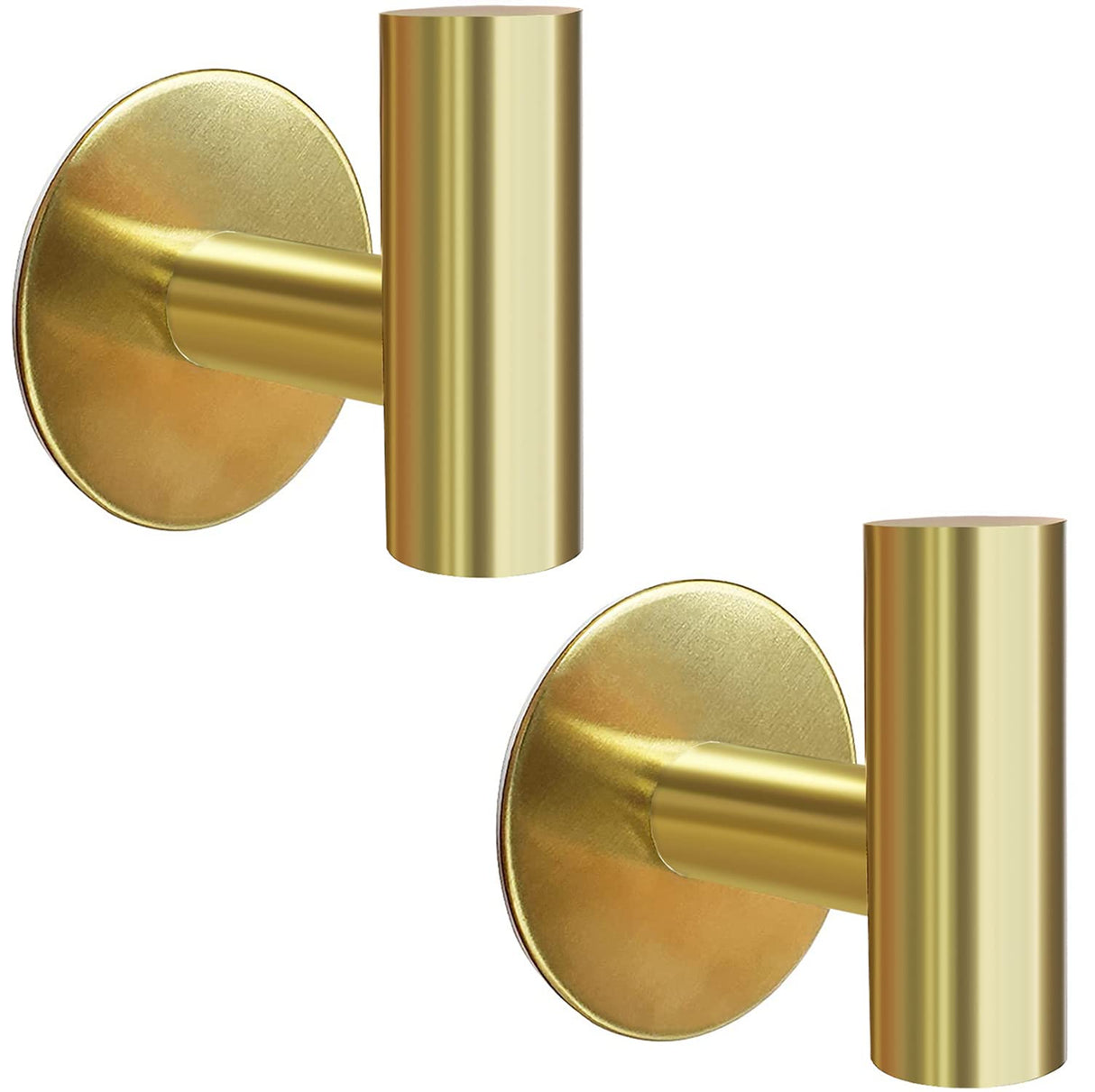 Gold Heavy-Duty Self-Adhesive Wall Hooks - 2 Pack for Towel and Cloth Hanging in Bathrooms and Doors