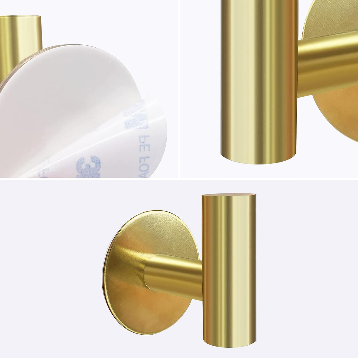 Gold Heavy-Duty Self-Adhesive Wall Hooks - 2 Pack for Towel and Cloth Hanging in Bathrooms and Doors