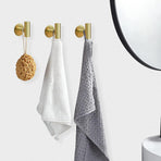 2 Pcs Wall Mount Self Adhesive Bathroom Towel Hooks Holder Cloth Hanger Hook Door Hanger Gold, image 3