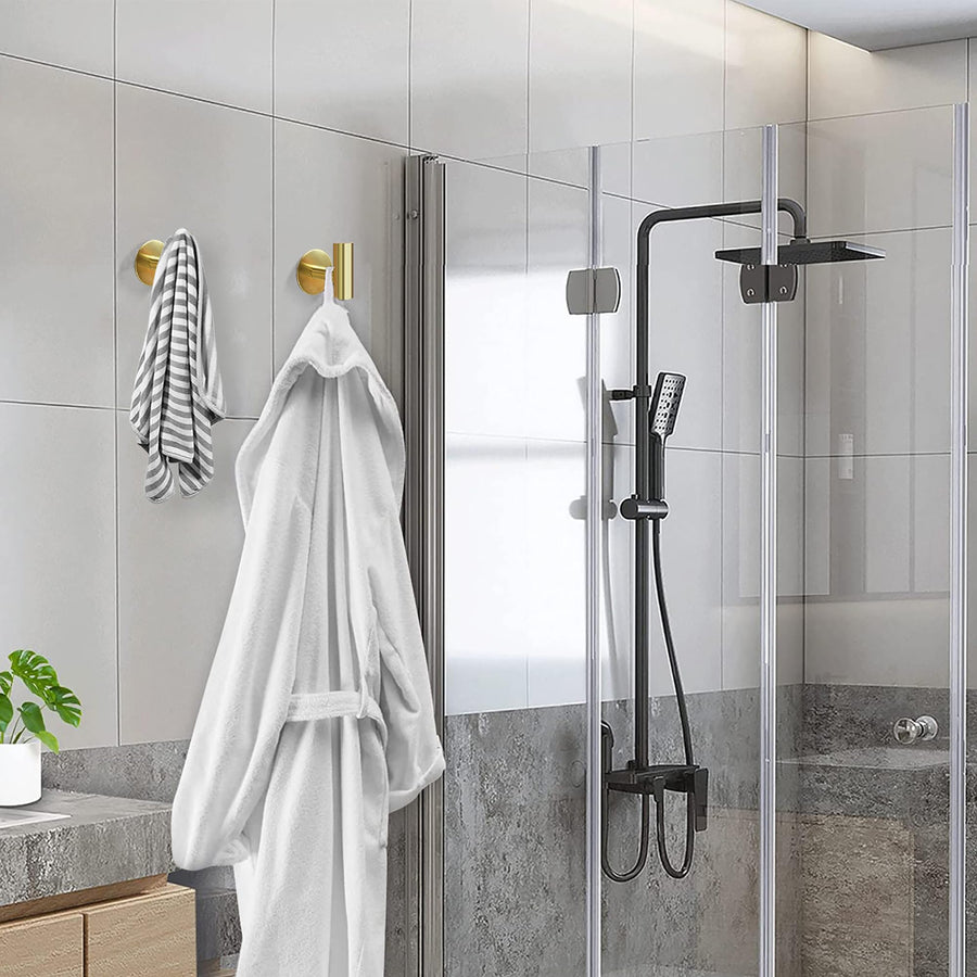 2 Pcs Wall Mount Self Adhesive Bathroom Towel Hooks Holder Cloth Hanger Hook Door Hanger Gold, image 4