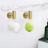 Gold Heavy-Duty Self-Adhesive Wall Hooks - 2 Pack for Towel and Cloth Hanging in Bathrooms and Doors - 45-Degree Angle
