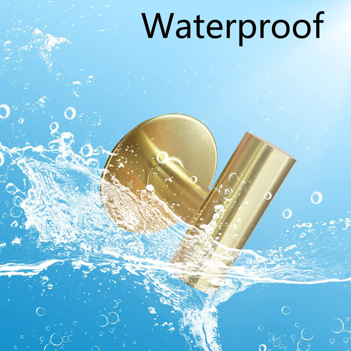 Gold Heavy-Duty Self-Adhesive Wall Hooks - 2 Pack for Towel and Cloth Hanging in Bathrooms and Doors