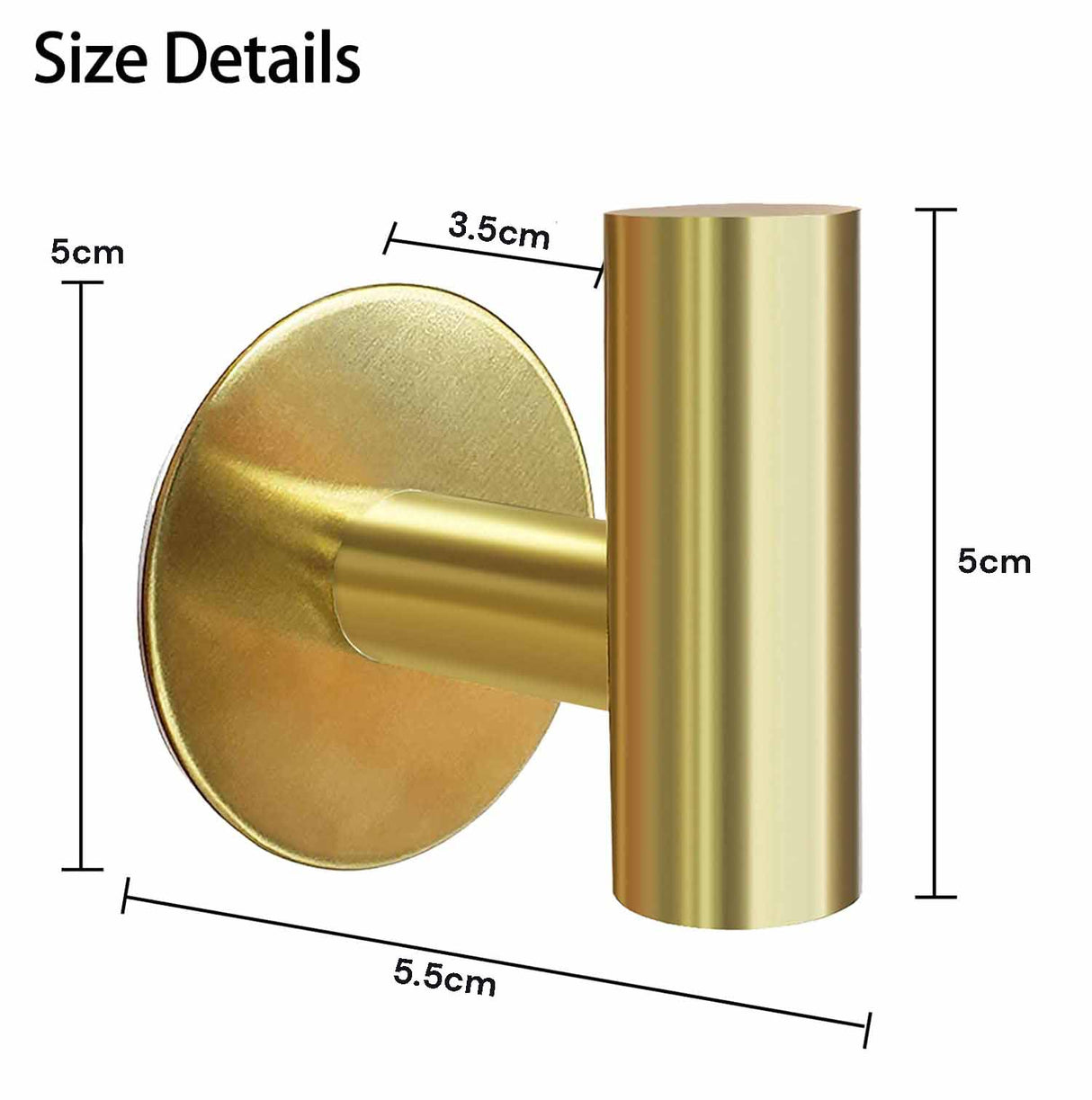Gold Heavy-Duty Self-Adhesive Wall Hooks - 2 Pack for Towel and Cloth Hanging in Bathrooms and Doors
