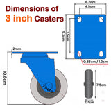 3 inch Heavy Duty Caster Wheels Swivel with Brake Locking Casters Castor Wheels Cart Furniture Workbench - Top-Down View