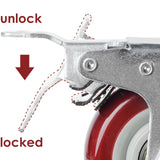 3 inch Heavy Duty Casters Lockable Caster Wheel Swivel Casters Castor with Brakes for Furniture and Workbench Cart - Rear View
