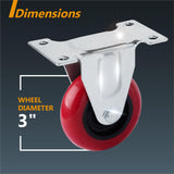 3 inch Heavy Duty Fixed Caster Casters Wheels Castor for Furniture and Workbench Cart - 45-Degree Angle