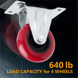 3 inch Heavy Duty Fixed Caster Casters Wheels Castor for Furniture and Workbench Cart - Rear View