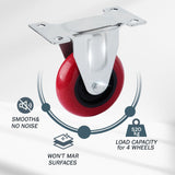 4 inch Heavy Duty Fixed Caster Casters Wheels Castor for Furniture and Workbench Cart - Top-Down View