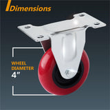 4 inch Heavy Duty Fixed Caster Casters Wheels Castor for Furniture and Workbench Cart - 45-Degree Angle