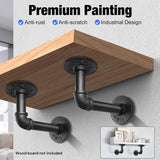 4PCS Pipe Floating Shelf Bracket Industrial Pipe Shelf Bracket Mounting Bracket Storage Racks Decor - Low Angle