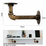 4PCS Pipe Floating Shelf Bracket Industrial Pipe Shelf Bracket Mounting Bracket Storage Racks Decor Bronze - Front View