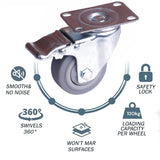 4x 4 inch Heavy Duty Swivel Brake Locking Caster Castor Wheels Casters 2x swivel 2x fixed for Cart Furniture Workbench - 45-Degree Angle