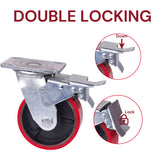4x 5 inch Industrial 2000KG Swivel Brake Locking Caster Castor Wheels Casters 2x swivel 2x fixed Furniture Workbench - Top-Down View