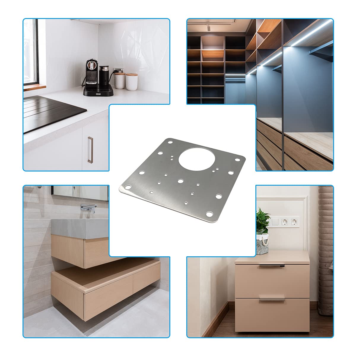 Durable Stainless Steel Hinge Repair Bracket Set - 4 Pieces with Mounting Screws