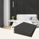 4 Pcs 60cm x 60cm Wall Panel Wood Slat Acoustic Panels Sound Absorbing Proof Panel for Wall Ceiling Decorative Black