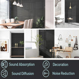 4 Pcs 60cm x 60cm Wall Panel Wood Slat Acoustic Panels Sound Absorbing Proof Panel for Wall Ceiling Decorative Black - 45-Degree Angle