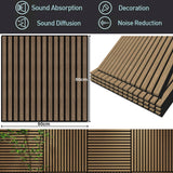 4 Pcs 60cm x 60cm Wall Panel Wood Slat Acoustic Panels Sound Absorbing Proof Panel for Wall Ceiling Decorative Walnut - Front View
