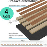 4 Pcs 60cm x 60cm Wall Panel Wood Slat Acoustic Panels Sound Absorbing Proof Panel for Wall Ceiling Decorative Walnut - Top-Down View