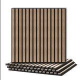4 Pcs 60cm x 60cm Wall Panel Wood Slat Acoustic Panels Sound Absorbing Proof Panel for Wall Ceiling Decorative Walnut - Close-Up Angle