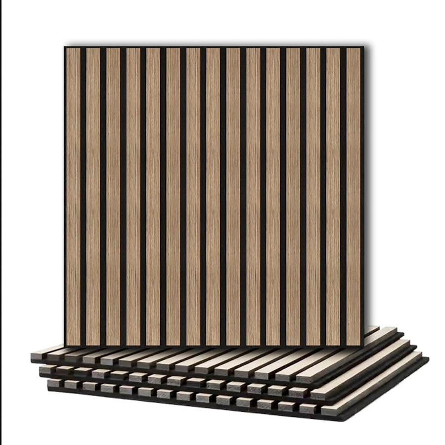 4 Pcs 60cm x 60cm Wall Panel Wood Slat Acoustic Panels Sound Absorbing Proof Panel for Wall Ceiling Decorative Walnut