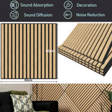 4 Pcs 60cm x 60cm Wall Panel Wood Slat Acoustic Panels Sound Absorbing Proof Panel for Wall Ceiling Decorative Oak - Front View