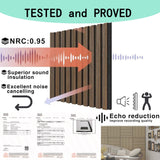 4 Pcs 60cm x 60cm Wall Panel Wood Slat Acoustic Panels Sound Absorbing Proof Panel for Wall Ceiling Decorative Oak - Side View