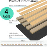 4 Pcs 60cm x 60cm Wall Panel Wood Slat Acoustic Panels Sound Absorbing Proof Panel for Wall Ceiling Decorative Oak - Top-Down View