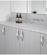 128mm Brushed Silver Furniture Kitchen Bathroom Cabinet Handles Drawer Bar Handle Pull Knob - 45-Degree Angle