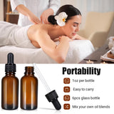 5-Pack of 10ml Amber Glass Dropper Bottles for Essential Oils and Tinctures - Leakproof and Travel-Friendly - Side View