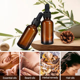 5-Pack 30ml Leakproof Amber Glass Dropper Bottles for Essential Oils and Tinctures - Top-Down View