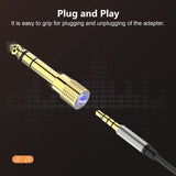 3.5mm Stereo Female to 6.35mm Male  Stereo Audio Jack Adapter for Aux Cable Guitar Amplifier Headphone - Top-Down View