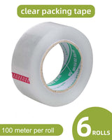 6 Rolls 150m Clear Packing Tape Sealing Tape 150m x 45mm - 45-Degree Angle