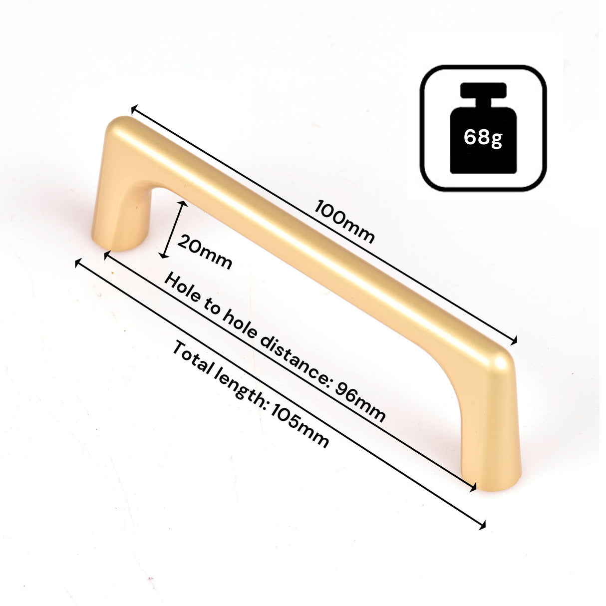 Modern Elegant Gold Zinc Cabinet Pulls for Kitchen - 96mm