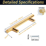 96mm Cabinet Handles Gold Drawer Pulls Knobs Hardware for Kitchen Bathroom Furniture Cupboard - Side View