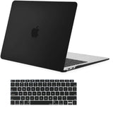 MacBook Air 13-Inch Protective Shell Case with Keyboard Cover - Compatible with 2018-2022 Models (A1932, A2179, A2337) - Black - Front View