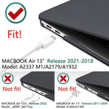 MacBook Air 13-Inch Protective Shell Case with Keyboard Cover - Compatible with 2018-2022 Models (A1932, A2179, A2337) - Black - 45-Degree Angle