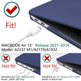 MacBook Air 13 Inch Protective Shell Case with Keyboard Cover - Blue (Models A1932, A2179, A2337) - Side View
