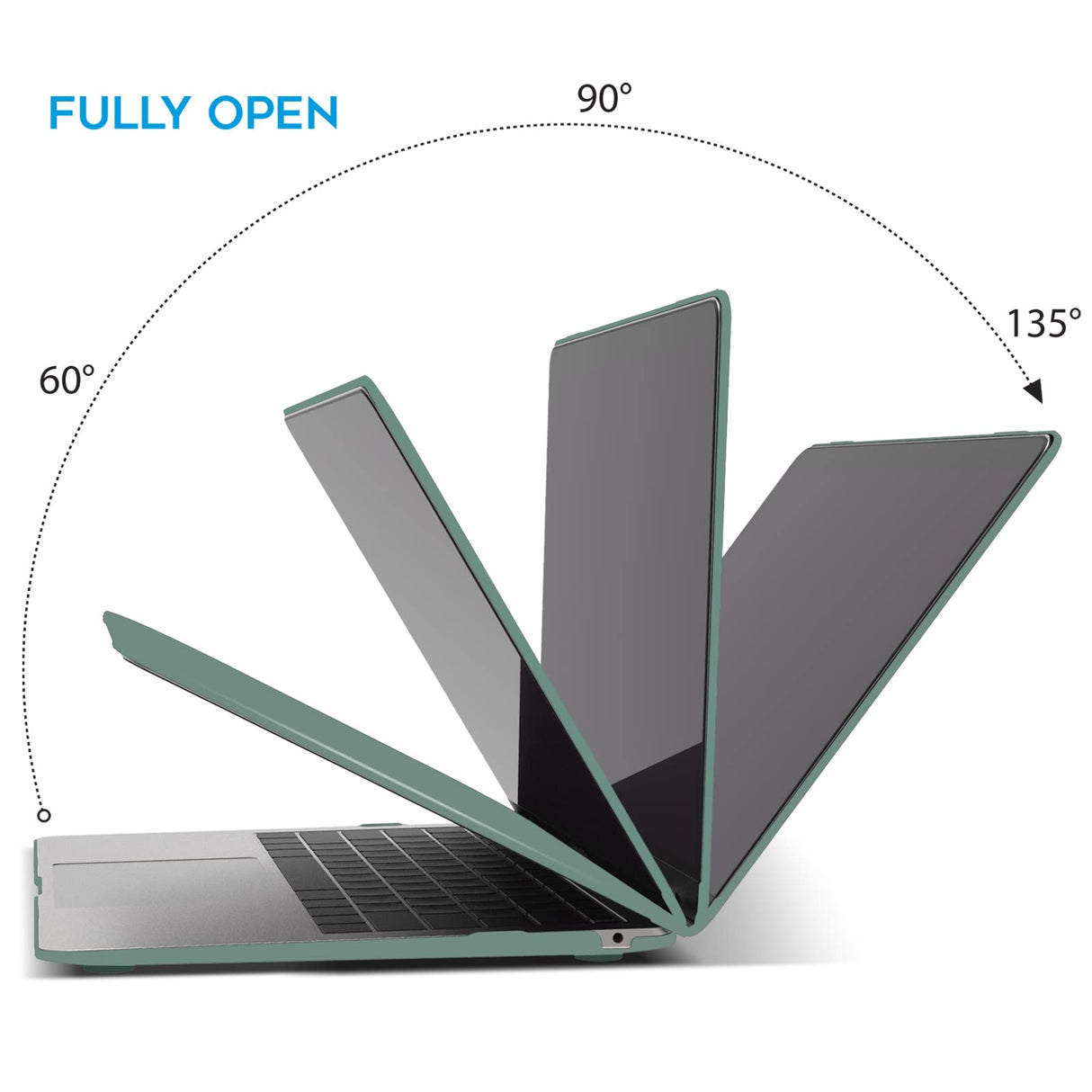 Dark Green Protective Case for MacBook Air 13 Inch (2018-2022) with Keyboard Cover - Fits Models A1932, A2179, A2337