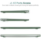 Dark Green Protective Case for MacBook Air 13 Inch (2018-2022) with Keyboard Cover - Fits Models A1932, A2179, A2337 - Low Angle
