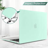 MacBook Air 13 Inch Protective Shell Case with Keyboard Cover - Green, Fits Models A1932, A2179, A2337 (2018-2020) - Close-Up Angle