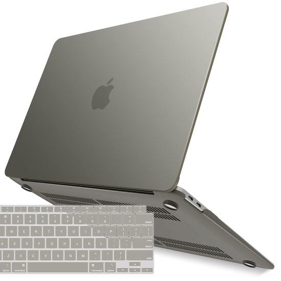 MacBook Air 13 Inch Hard Shell Case & Keyboard Protector (Models A1932, A2179, A2337) - Grey for 2022-2018 Versions