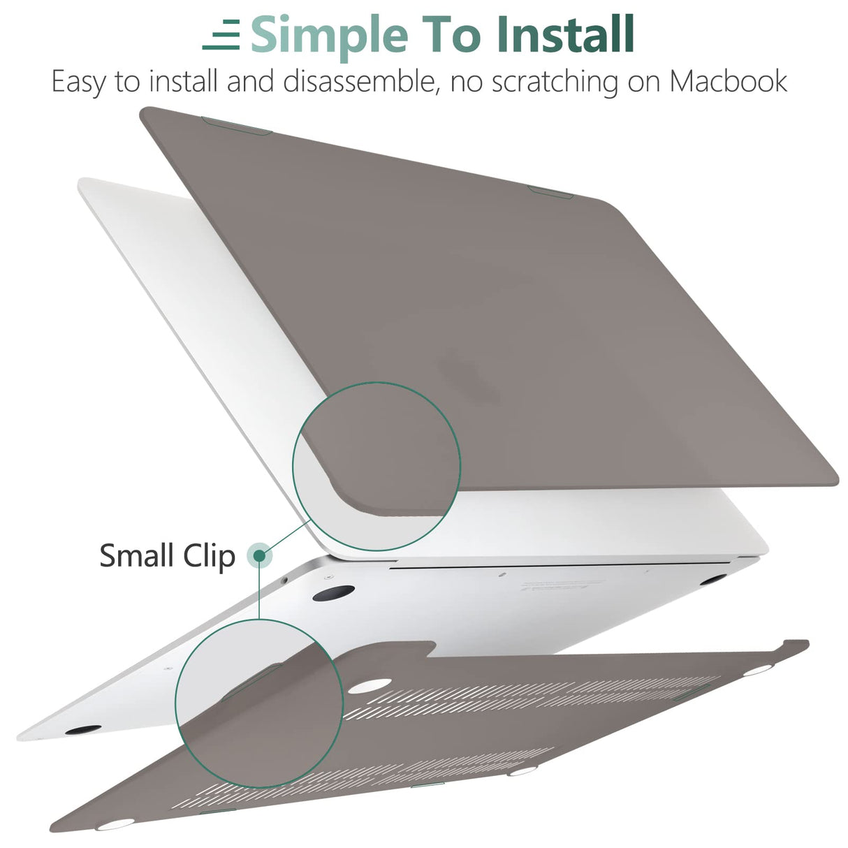 MacBook Air 13 Inch Hard Shell Case & Keyboard Protector (Models A1932, A2179, A2337) - Grey for 2022-2018 Versions