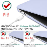 Lavender Grey Protective Case & Keyboard Cover for MacBook Air 13 (2018-2022 Models A1932, A2179, A2337) - Side View