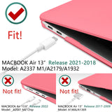 Pink Shell Case and Keyboard Cover for MacBook Air 13 Inch (2018-2022) - Model A1932, A2179, A2337 C