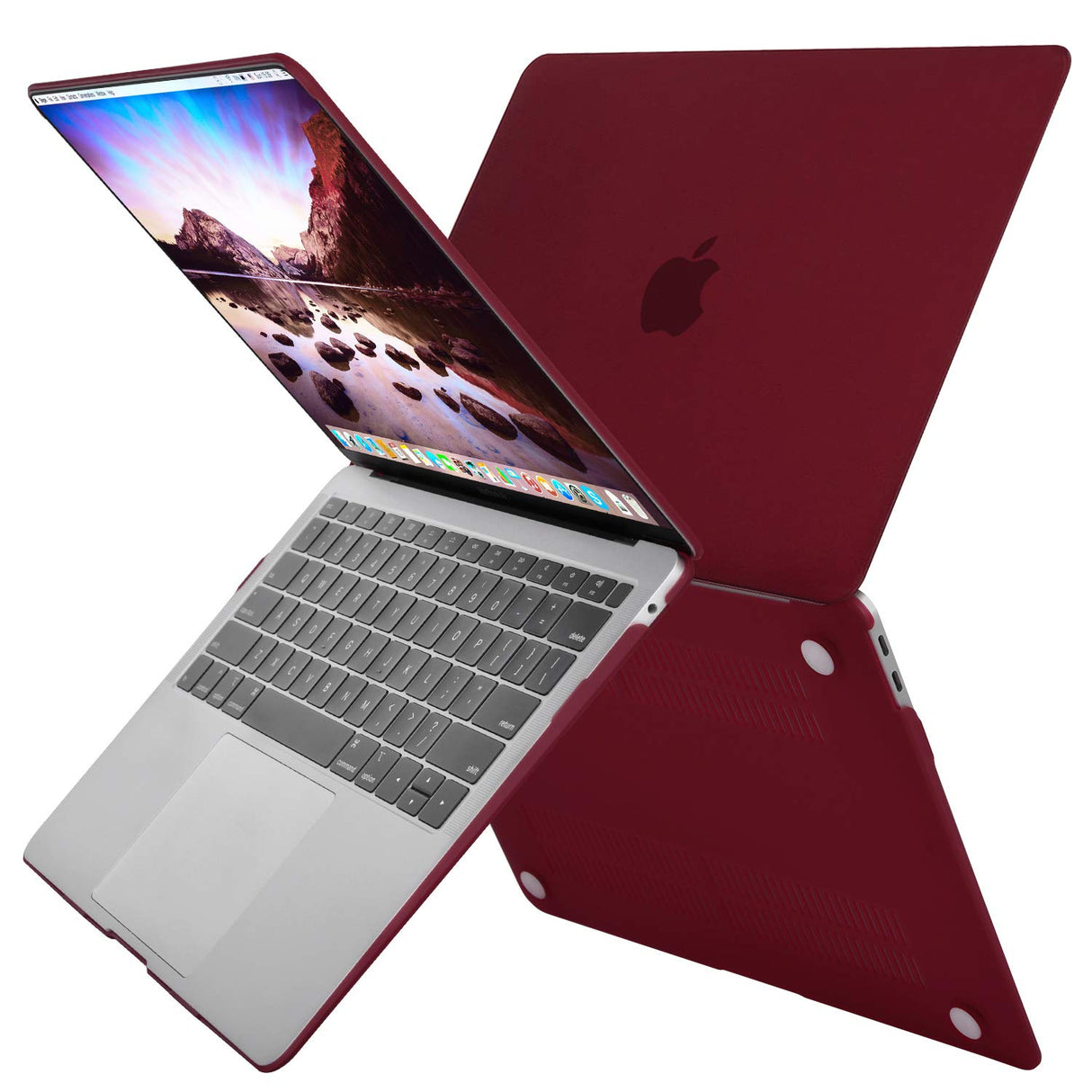 Wine Red Shell Case with Keyboard Cover for MacBook Air 13 (2018-2022) - Models A1932, A2179, A2337