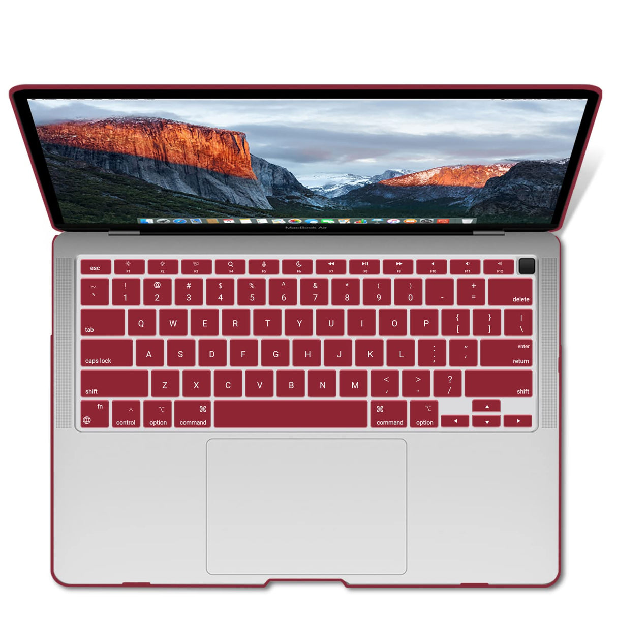 Wine Red Shell Case with Keyboard Cover for MacBook Air 13 (2018-2022) - Models A1932, A2179, A2337
