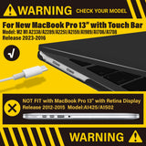 MacBook Pro 13 Inch Hard Shell Case with Keyboard Cover for M1 M2 Models (2016-2023) - Black A2338 A2289 A2251 A2159 Compatible